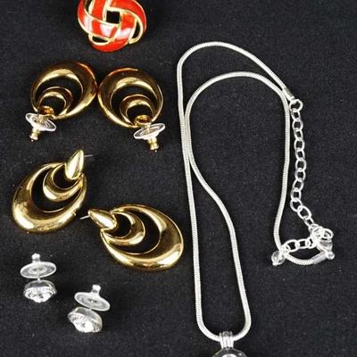 Napier Gold & Silver Tone Enamel Earrings + Necklaces Vintage Suite