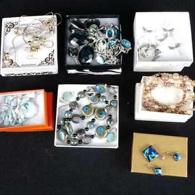 Costume Jewelry Collection of Vintage Fashion Necklaces and Matching Earring Sets