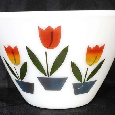 Anchor Hocking Fire King Tulips Mixing Nesting Bowl VTG 9.5" 