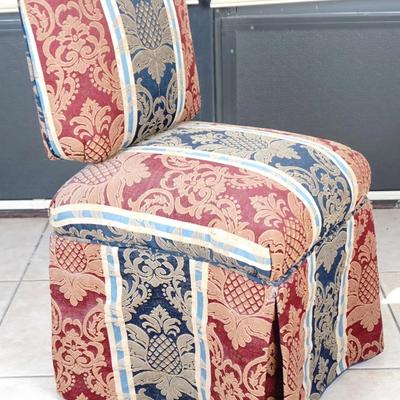 Vintage Upholstered Vanity Chair with Ruffled Skirts