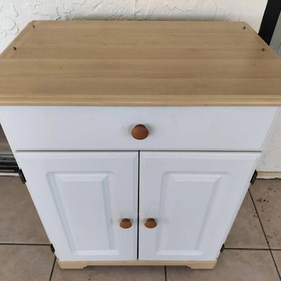 Single Drawer White Wooden Rolling Storage Cabinet