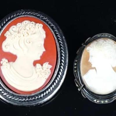 Vintage .800 Silver Cameo Brooches | 50.3g