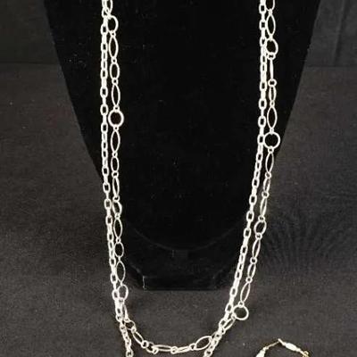 14k GF Baroque Pearl 8" Bracelet + Silver Tone Braclets And Necklaces