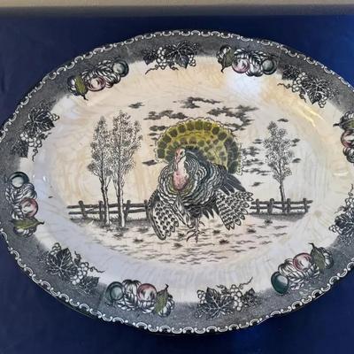 214: Stoneware Turkey Platter