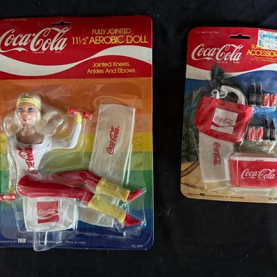 456: Vintage Coca-Cola 11½” Fully Jointed Aerobic Doll & Summer Accessories Set – New in Package