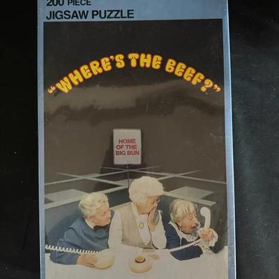 457: 1984 “Where’s the Beef?” Advertising Jigsaw Puzzle – 200 Pieces – Vintage Sealed