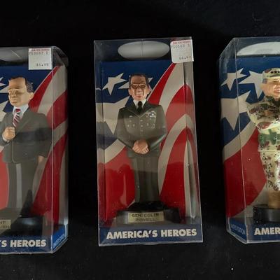 464: 1993–1994 America’s Heroes Figurine Set – Bush, Powell & Schwarzkopf – New in Boxes