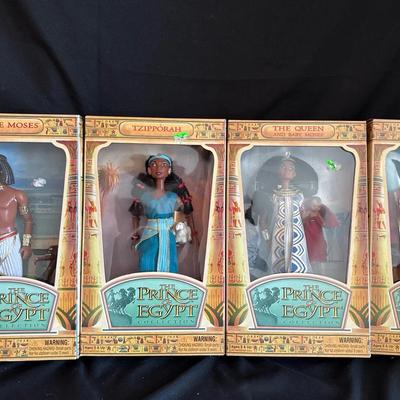 Lot 109:  The Prince of Egypt Collection Dolls – Moses, Tzipporah, Prince Moses & Queen w/ Baby – NI