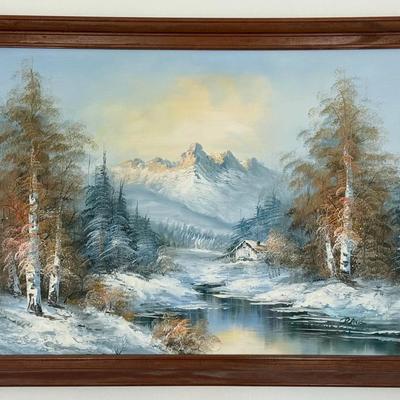 426: Framed Winter Landscape Painting (Signed)