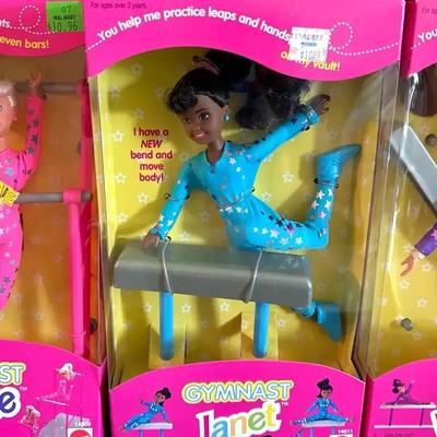 Lot 115:  Vintage Mattel Gymnast Doll Trio – Stacie, Janet & Whitney Bend-and-Move Dolls (NIB)