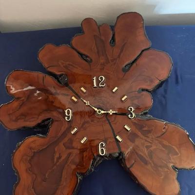 205: Natural Wood Slab Wall Clock