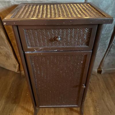 230: Painted Wicker Storage Cabinet 