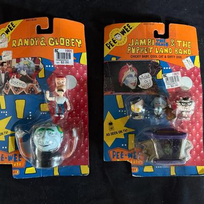 461: 1988 Pee-wee’s Playhouse Figures – Randy & Globey + Jambi & Puppet Land Band (New on Card)