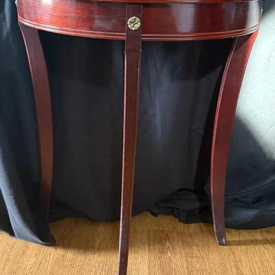 418: Vintage Half-Moon (Demilune) Wood Console Table with Tapered Legs