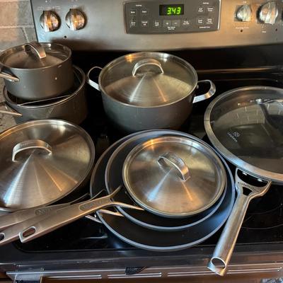 233: Green Pan 12 Pcs Cookware Set Plus Calphalon Large Pan 