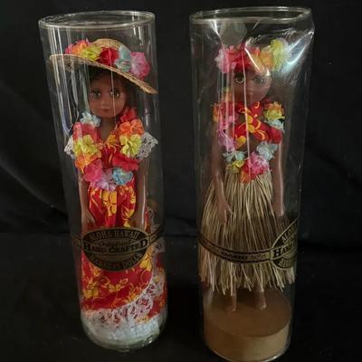 480: Aloha Hawaii Hand-Crafted Hawaiian Dolls in Display Tubes – Pair