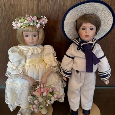 250: Victorian Style Children Pair Of Dolls 