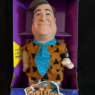 Lot 114:  Vintage Talking Fred Flintstone Doll in Box – Mattel The Flintstones Interactive Toy 