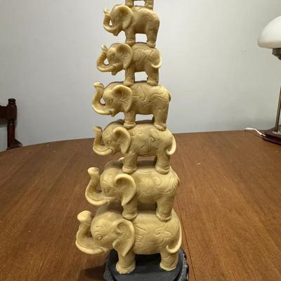 262: Seven Elephants Good Luck Resin Decor 