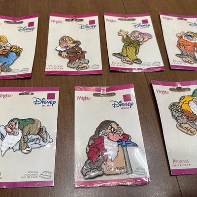 218: Disney Home Princess Collection Iron On 7 Dwarf Patches