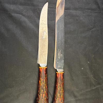 320: Vintage W. & S. Richardson Sheffield Stainless Steel Knives with Stag-Style Handles (2)