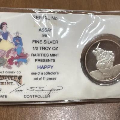 207: Disney Snow White 50th Anniversary Collector Coin Happy