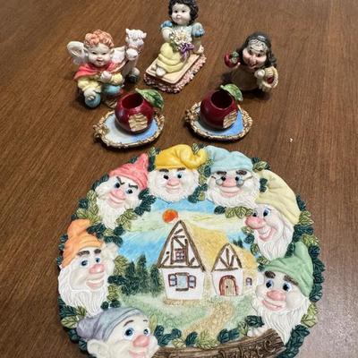 208: Snow White Resin Set With Dwarf Plate And Miniature Characters 