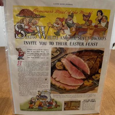 212: 1938 Snow White & 7 Dwarfs – Ladies’ Home Journal / Armour’s Advertisement (Vintage Print)