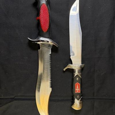 310: Two Large Fixed-Blade Knives Including Maxam Serrated Knife with Sheath