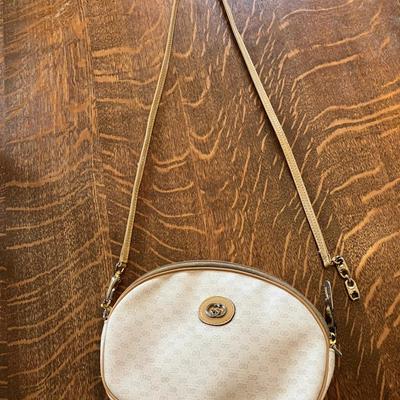 002-JRY: Vintage Gucci Tan Micro GG Canvas Oval Crossbody Bag