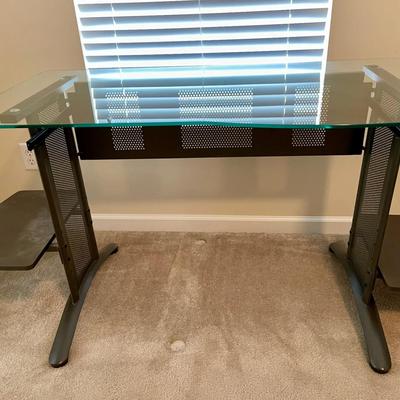 110-OFF: Contemporary Glass and Metal-Framed Desk