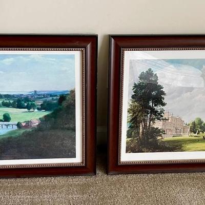 084-MBR: 2 English Pastoral Scenes in Dark Brown Frames