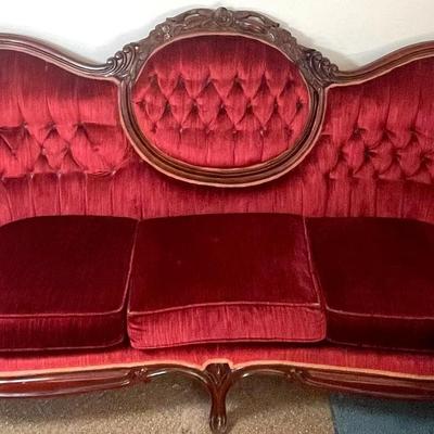 Vintage Antique Looking Victorian-era Burgundy Sofa