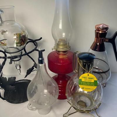 MCM Pyrex Coffee Server, Lantern & Decanters