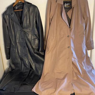 Women’s Raincoat and Leather Coat (Size 12-14)