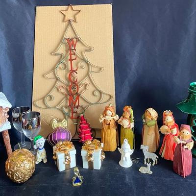 Lenox Candle Holders, Vintage Corn Husk Dolls, and Christmas Decor 
