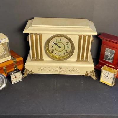 Seth Thomas Antique Mantel Clock Plus Other Clocks