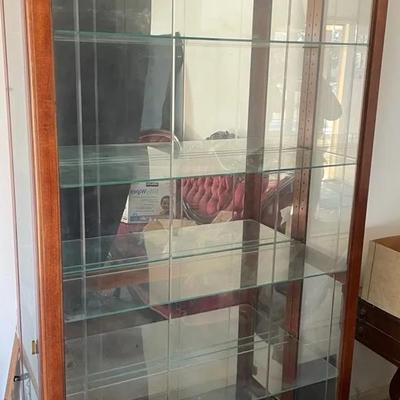 Wood & Glass Curio Hutch with Side Glass Doors