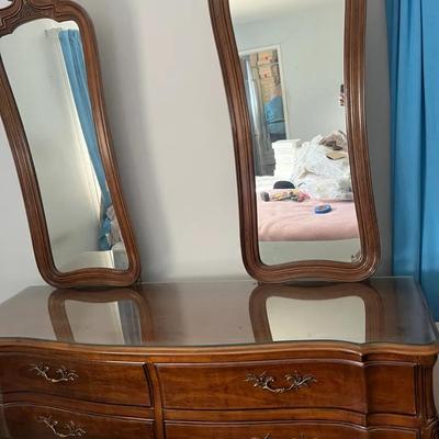 Vintage French Provincial-style Dresser with Dual Mirrors
