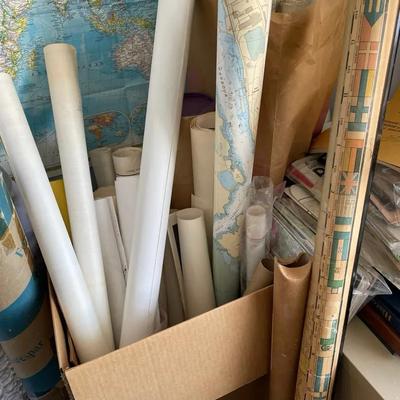 Mystery Lot of Maps Includes Hanging Map Maps of The World 