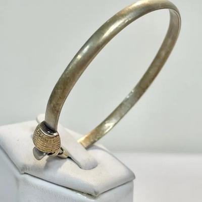 Vintage Sterling 14K Gold Locking Cuff Bracelet (10.23g) Size 5