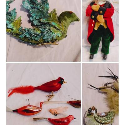 (4) Drawers Filled w/Vintage Christmas Ornaments, Clip-on Birds, and So Much More