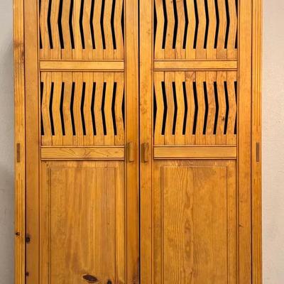 Modern Rustic Pine Wardrobe with Sunburst Crown