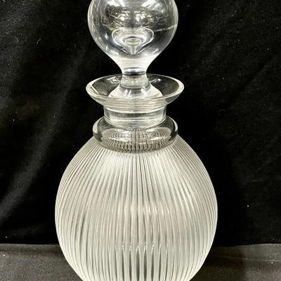 Lalique Langeais French Crystal Decanter - Signed, 10” 