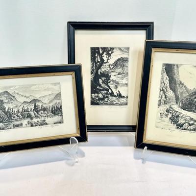 Lyman Byxbe Etchings - Bear Lake, Thompson Canyon And Loch Vale 