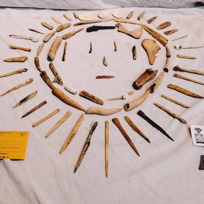 Large Collection of Authentic Pre-Columbian Bone Awls & Tools - Arkansas