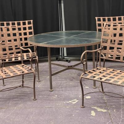Modern Outdoor Steel & Glass Bistro Set – Weathered Finish