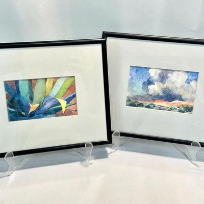 Pair Of D.H. Davis Watercolors - Metal Frames