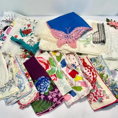 Vintage Collection Of Handkerchiefs From The 1930’s - Embroidery, Crochet, Florals 