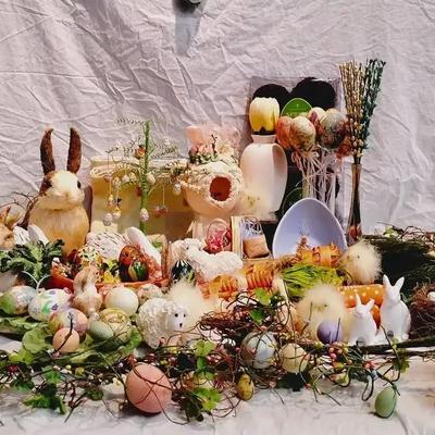 Vintage Easter Decor Lot - Lenox, Bunnies, Nesting Eggs, & More!